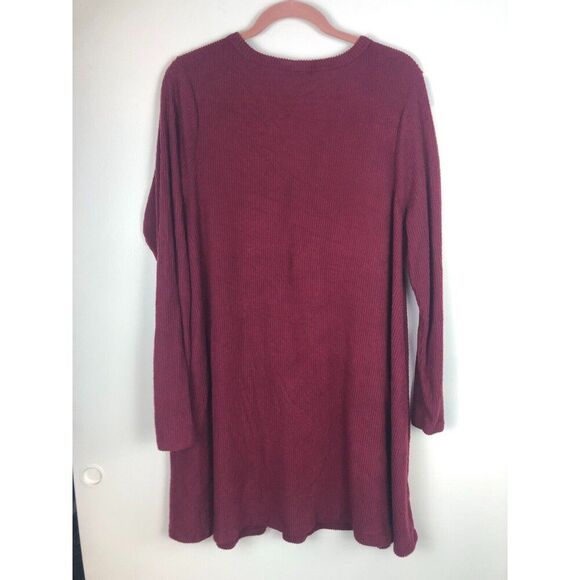 J For Justify Ribbed Long Button Up Cardigan 2X Red V-Neck Preppy Academia - Picture 5 of 6